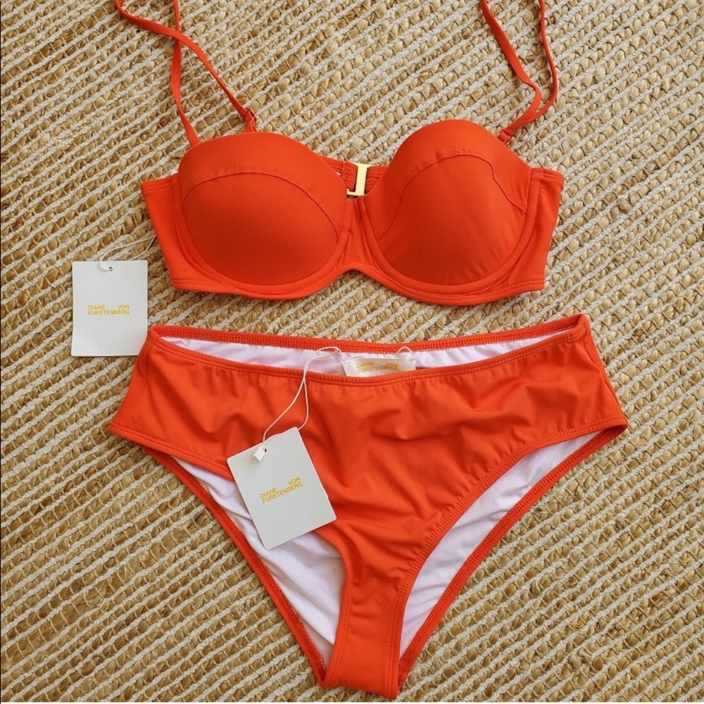 Diane Von Furstenberg Mid Rise Orange Bikini 👙